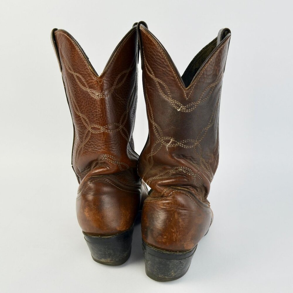 Vintage Vulcan Men's Brown Leather Cowboy Boots - Picture 3 of 8